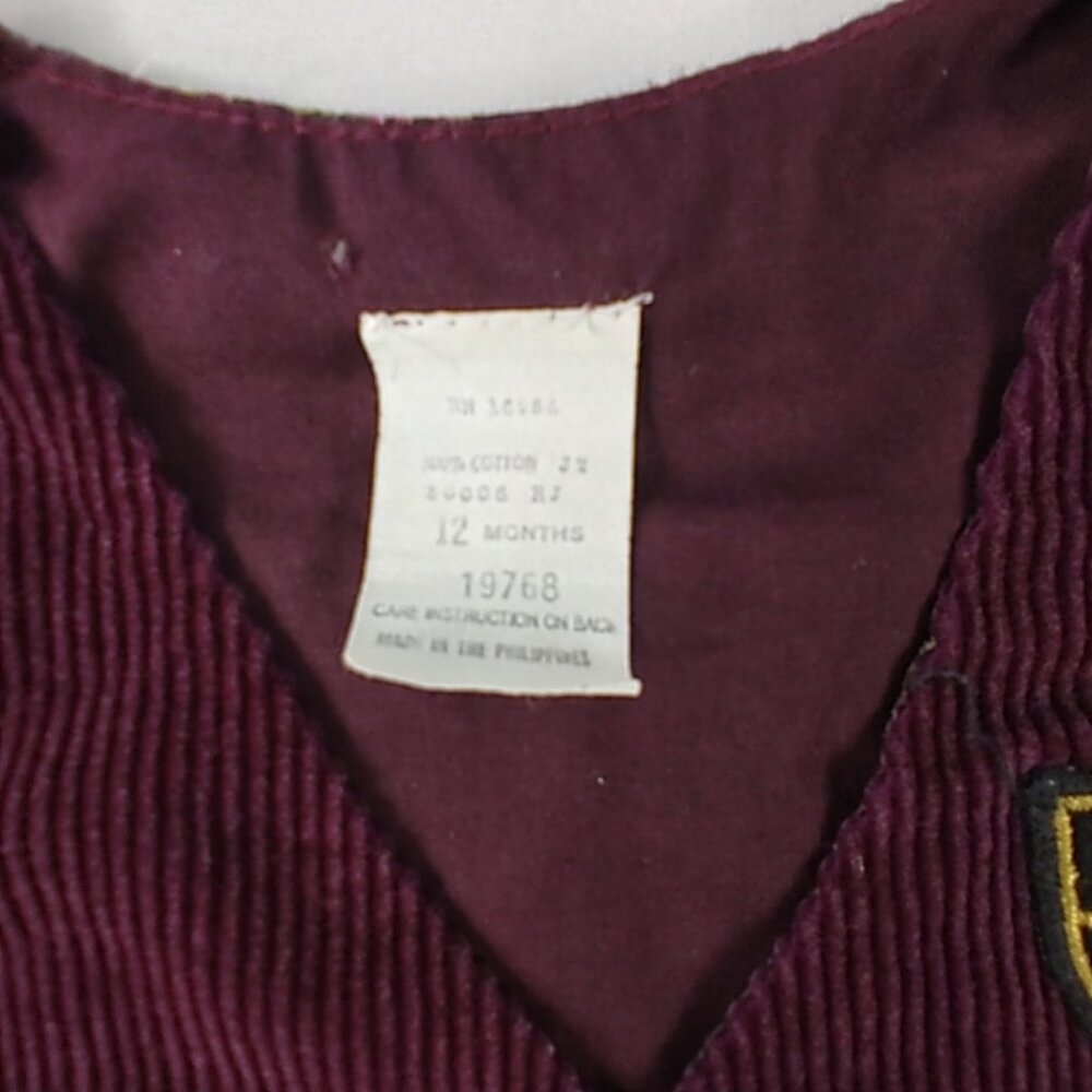 Vest Boy's Toddler Corduroy Burgundy Size 12 Months - Picture 3 of 3